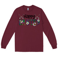 Burgundy Happy Easter Long Sleeve Tee - CowhideDigitalArt