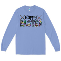 Colony Blue Happy Easter Long Sleeve Tee - CowhideDigitalArt