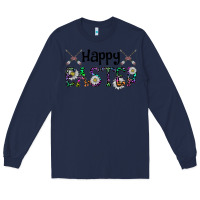 Navy Happy Easter Long Sleeve Tee - CowhideDigitalArt