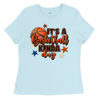 Baby Blue it's a basketball kinda day Ladies Tee - FaDigitalArtStudio