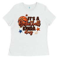White it's a basketball kinda day Ladies Tee - FaDigitalArtStudio