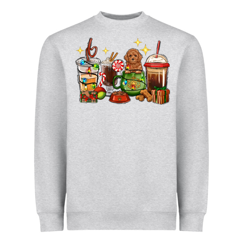 Christmas Coffee Cups With Poodle Heavyweight Sweatshirt by RanaPortraitStore | Teevron