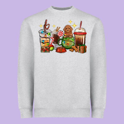 Christmas Coffee Cups With Poodle Heavyweight Sweatshirt Designed By Ranaportraitstore