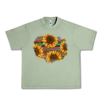 Oil Green sunflower leopard serape patch Urban Heavy Tee - Jasminsmagicworld
