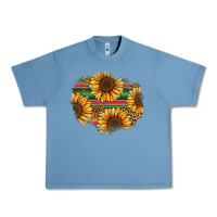Pebble Blue sunflower leopard serape patch Urban Heavy Tee - Jasminsmagicworld