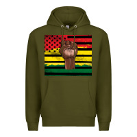 Army Green Juneteenth American flag Premium Hoodie - Artiststas