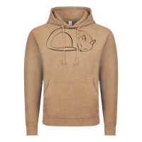 Vintage Coffee Sleeping Cat Line Art Vintage Hoodie - linhVisuals