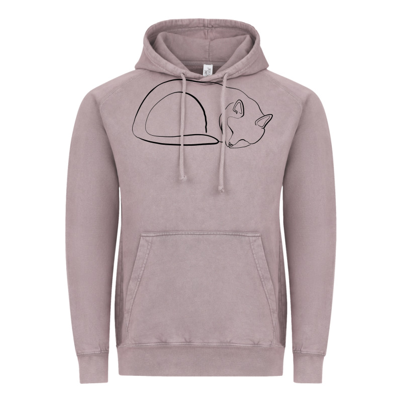 Sleeping Cat Line Art Vintage Hoodie by linhVisuals | Teevron