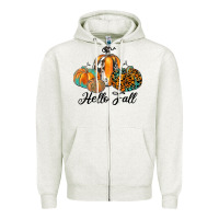 Oatmeal Heather hello fall Zipper Hoodie - JahusDesignShop