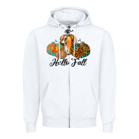 White hello fall Zipper Hoodie - JahusDesignShop