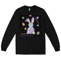 Black Happy Easter Long Sleeve Tee - CowhideDigitalArt