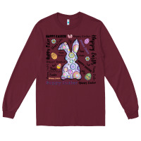 Burgundy Happy Easter Long Sleeve Tee - CowhideDigitalArt