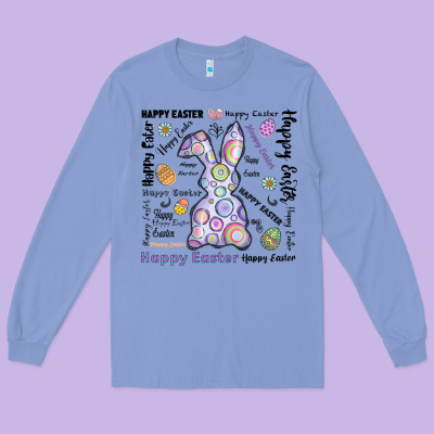 Happy Easter Long Sleeve Tee Designed By Cowhidedigitalart