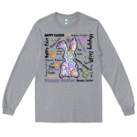 Heather Grey Happy Easter Long Sleeve Tee - CowhideDigitalArt