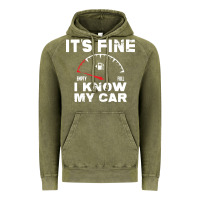 Vintage Olive Empty gas gauge it’s fine i know my car low fuel joke Vintage Hoodie - linhVisuals