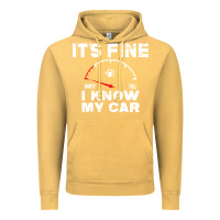 Vintage Mustard Empty gas gauge it’s fine i know my car low fuel joke Vintage Hoodie - linhVisuals