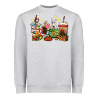 Heather Grey Christmas coffee cups with Bull Terrier Heavyweight Sweatshirt - RanaPortraitStore