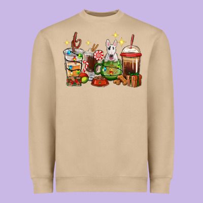 Christmas Coffee Cups With Bull Terrier Heavyweight Sweatshirt Designed By Ranaportraitstore