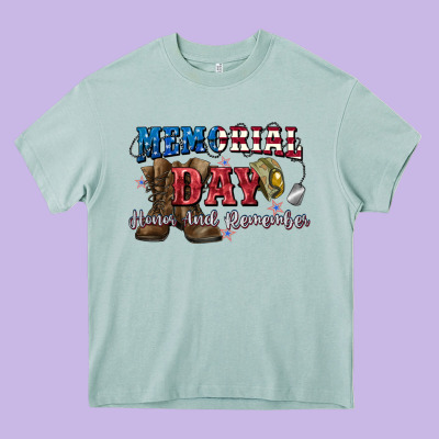 Memorial Day Honor Ans Remember Heavy Core Tee Designed By Cowgirlartshop
