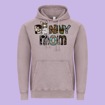 Bunny Mom Vintage Hoodie Designed By Cowhidedigitalart