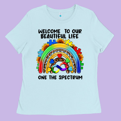 Autism Rainbow Ladies Tee Designed By Fadigitalartstudio