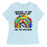 Baby Blue Autism rainbow Ladies Tee - FaDigitalArtStudio