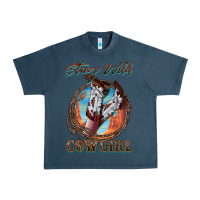 Midnight Navy Stay Wild Cowgirl Urban Heavy Tee - FaDigitalArtStudio