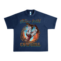 Navy Stay Wild Cowgirl Urban Heavy Tee - FaDigitalArtStudio