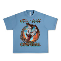 Pebble Blue Stay Wild Cowgirl Urban Heavy Tee - FaDigitalArtStudio