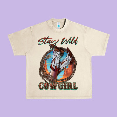 Stay Wild Cowgirl Urban Heavy Tee Designed By Fadigitalartstudio