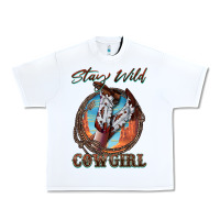 White Stay Wild Cowgirl Urban Heavy Tee - FaDigitalArtStudio