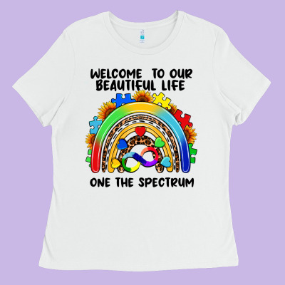 Autism Rainbow Ladies Tee Designed By Fadigitalartstudio