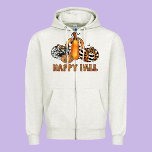 Happy Fall Zipper Hoodie Designed By Jahusdesignshop