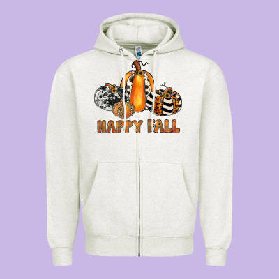 Happy Fall Zipper Hoodie Designed By Jahusdesignshop