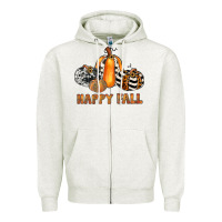 Oatmeal Heather happy fall Zipper Hoodie - JahusDesignShop
