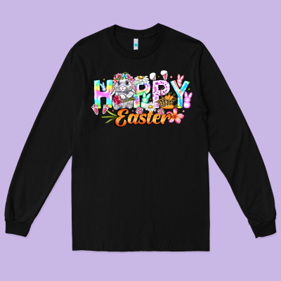 Happy Easter Long Sleeve Tee Designed By Cowhidedigitalart