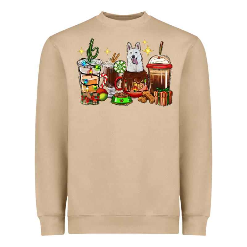 Christmas Coffee Cups With White Shepherd Heavyweight Sweatshirt by RanaPortraitStore | Teevron