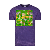 Cloud Purple farm life seamless pattern Vintage Tee - FaDigitalArtStudio