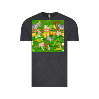 Vintage Black farm life seamless pattern Vintage Tee - FaDigitalArtStudio