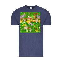 Vintage Denim farm life seamless pattern Vintage Tee - FaDigitalArtStudio