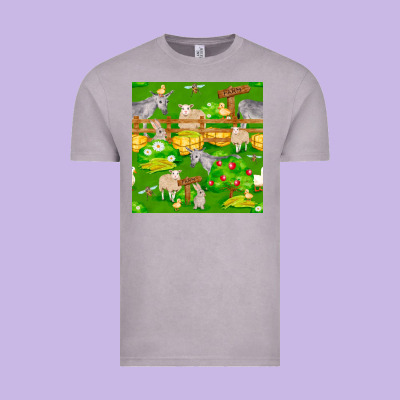 Farm Life Seamless Pattern Vintage Tee Designed By Fadigitalartstudio