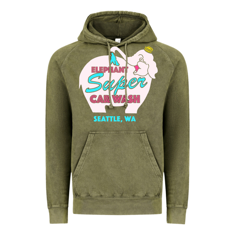 Pink Elephant Car Wash Vintage Hoodie by linhVisuals | Teevron