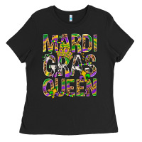 Black Mardi Gras Queen Ladies Tee - BundleAndBundleShop