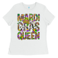 White Mardi Gras Queen Ladies Tee - BundleAndBundleShop