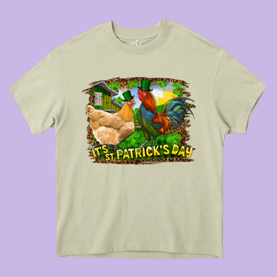 It's St. Patrick's Day Rooster And Chicken Heavy Core Tee Designed By Ranaportraitstore