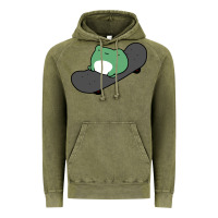 Vintage Olive skateboarding frog Vintage Hoodie - linhVisuals