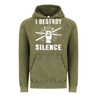 Vintage Olive i destroy silence drum set drummer gift Vintage Hoodie - linhVisuals