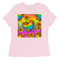 Bubblegum Pink Pride lgbtq leopard hearts and sunflowers seamless Ladies Tee - BundleAndBundleShop