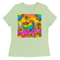 Matcha Pride lgbtq leopard hearts and sunflowers seamless Ladies Tee - BundleAndBundleShop