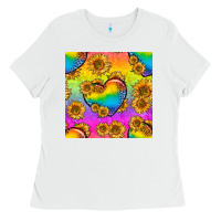 White Pride lgbtq leopard hearts and sunflowers seamless Ladies Tee - BundleAndBundleShop
